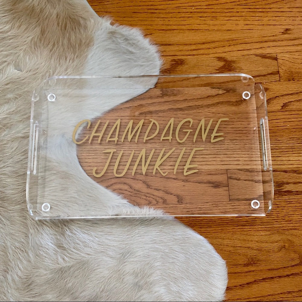 Acrylic Bar Tray | Champagne Junkie Acrylic Tray